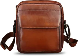 IVTG Genuine Leather Messenger Bag for Men Crossbody Shoulder Bag Satchel Casual Sling Daypack Work Business Daily Purses