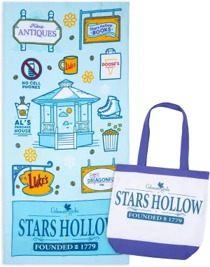 Jay Franco Gilmore Girls Beach Tote Bag and Towel Set - Canvas Shoulder Handbag Measures 16 x 14 Inches Double Straps with Super Soft and Absorbent 28 x 58 Inch Beach Towel