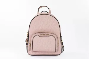 Jaycee Mini XS Leather Zip Pocket Backpack Powder Blush Women's pink