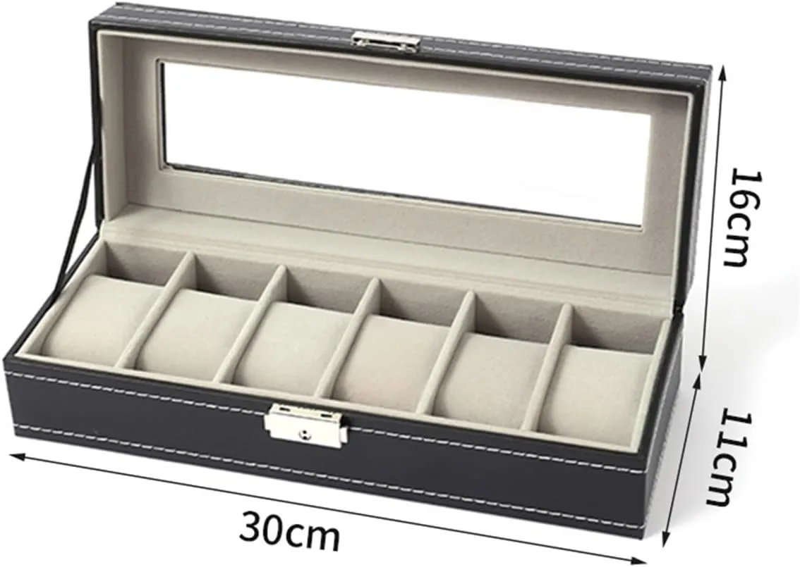 JEKKAH Leather Lock Watch Box Storage Box Watch Display Box Mechanical Watch Jewelry Box Watch Box Bracelet Storage Box(6 Slots)