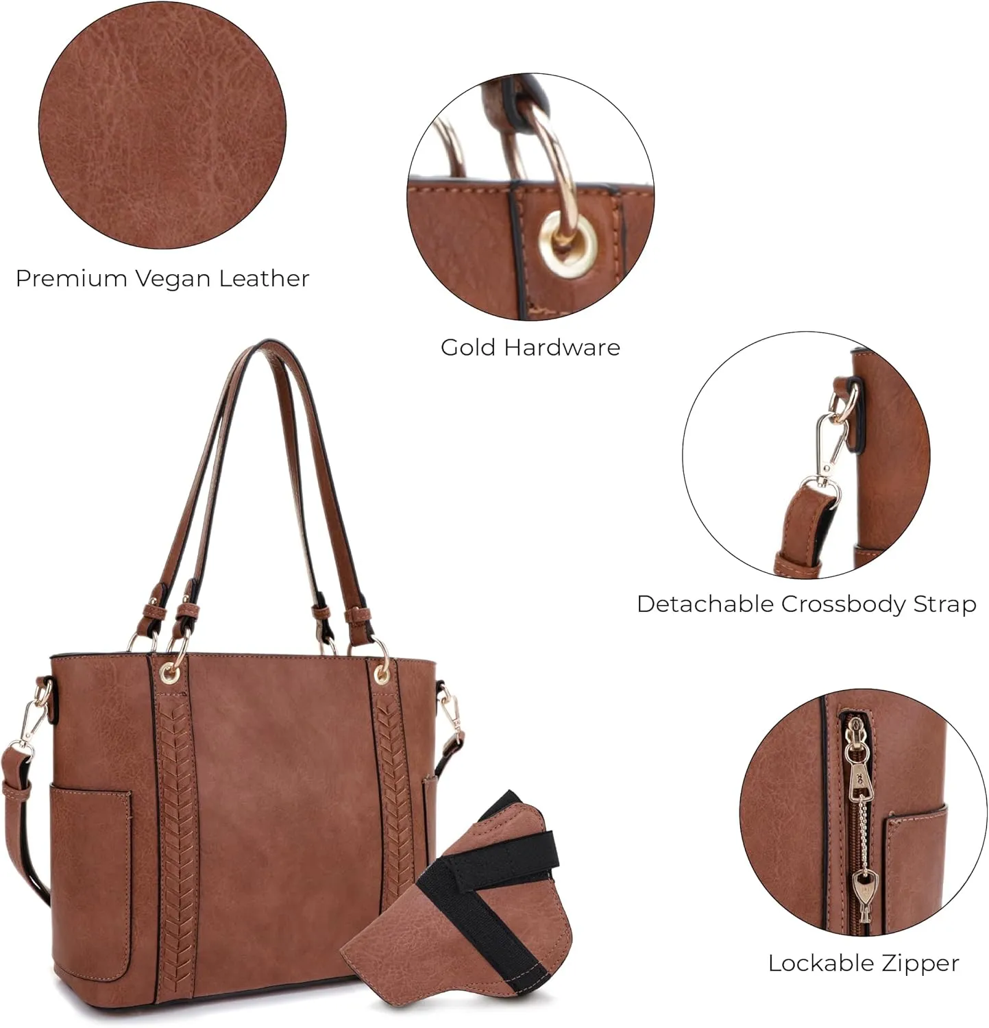 JESSIE & JAMES | Austin Whipstitching Concealed Carry Tote Bag with Lock and Key, Top Handle CCW Purse