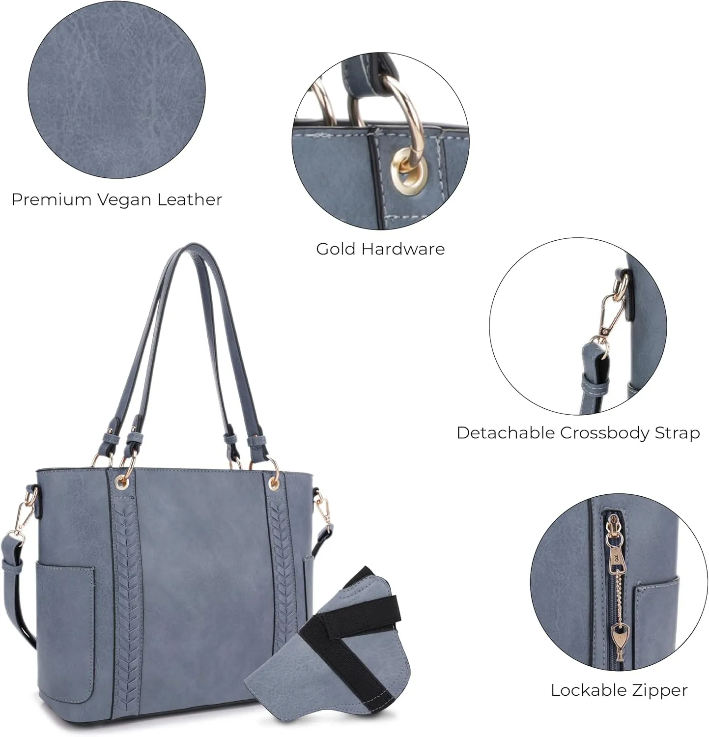JESSIE & JAMES | Austin Whipstitching Concealed Carry Tote Bag with Lock and Key, Top Handle CCW Purse