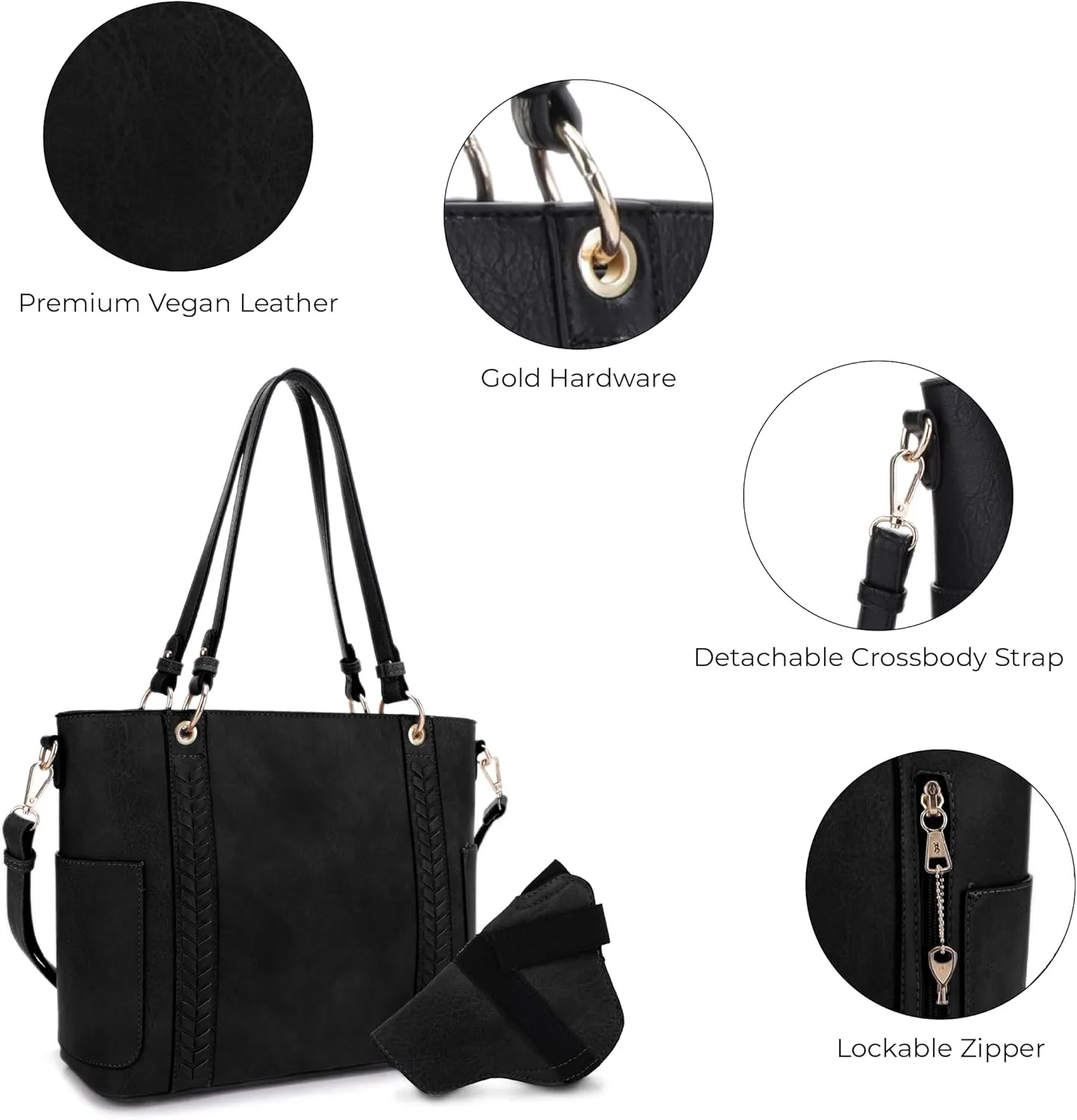 JESSIE & JAMES | Austin Whipstitching Concealed Carry Tote Bag with Lock and Key, Top Handle CCW Purse