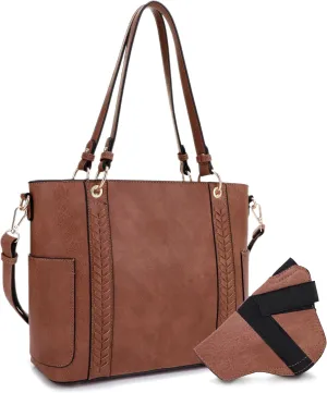 JESSIE & JAMES | Austin Whipstitching Concealed Carry Tote Bag with Lock and Key, Top Handle CCW Purse