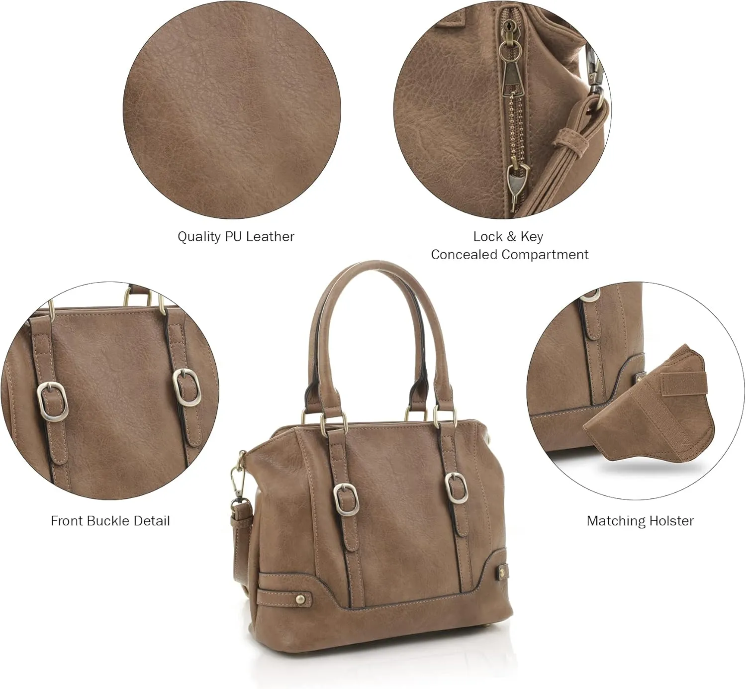 JESSIE & JAMES Elena Concealed Carry Satchel Purse Top Handle Shoulder Tote Bags For Women with Lock and Key
