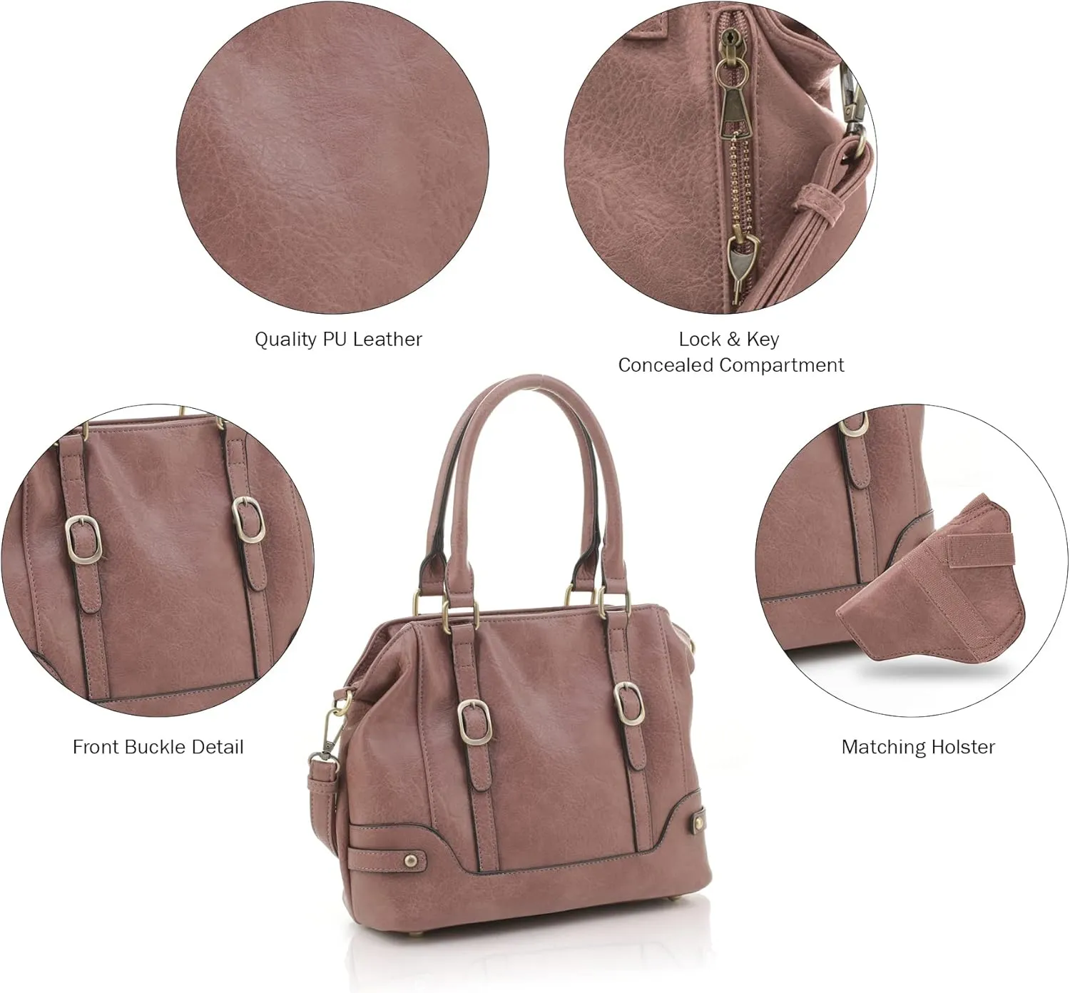 JESSIE & JAMES Elena Concealed Carry Satchel Purse Top Handle Shoulder Tote Bags For Women with Lock and Key