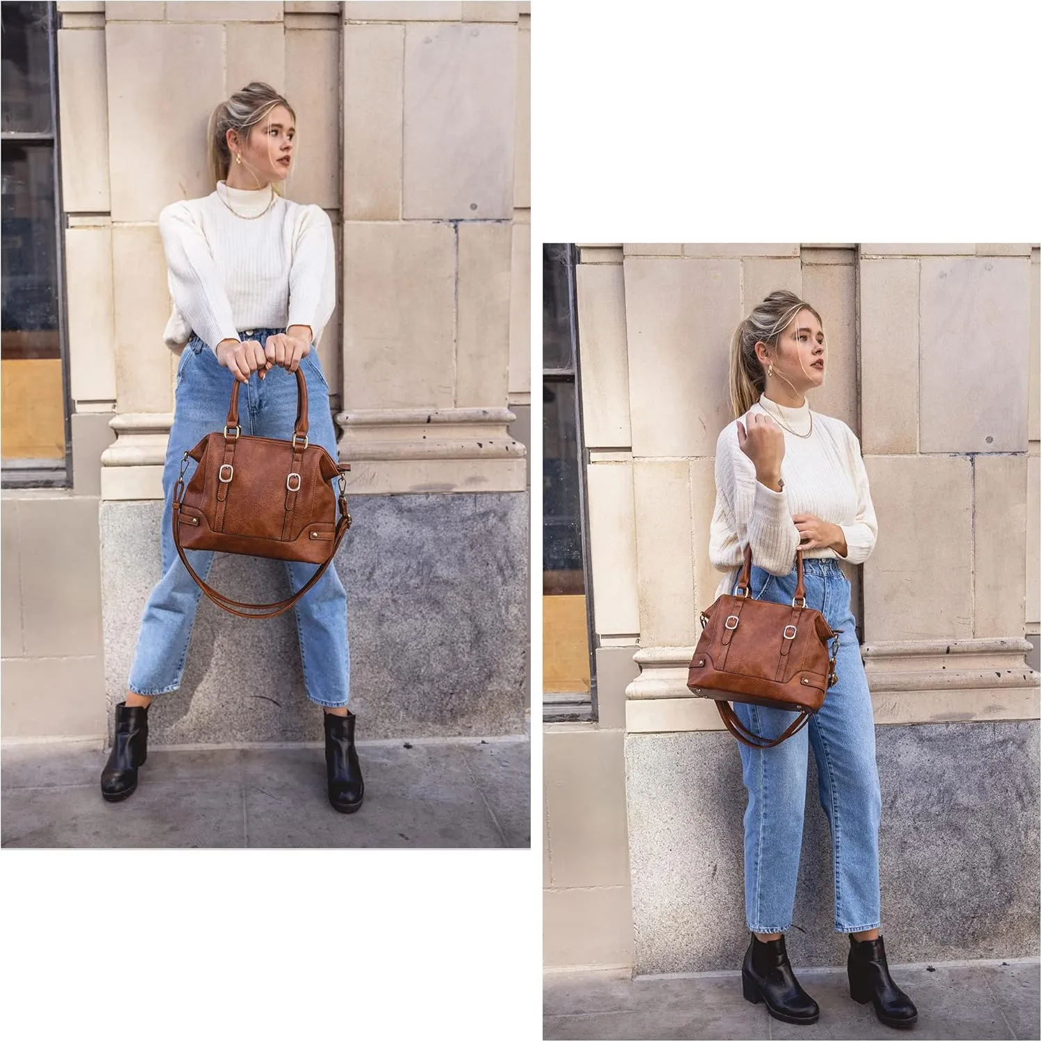 JESSIE & JAMES Elena Concealed Carry Satchel Purse Top Handle Shoulder Tote Bags For Women with Lock and Key