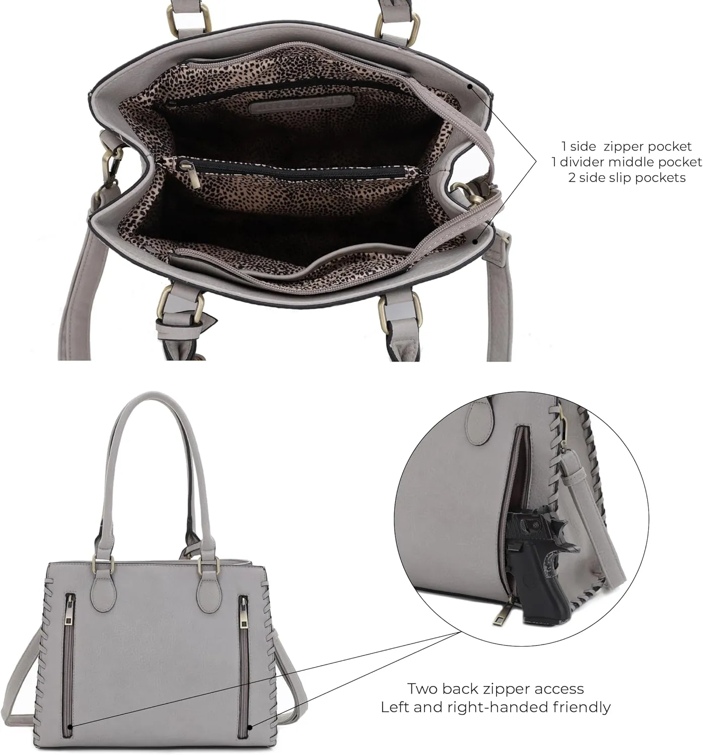 JESSIE & JAMES | Lioness Concealed Carry Satchel Bag with Tassel, Top Handle Purse with Crossbody Shoulder Strap