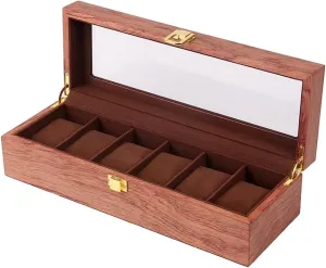 Jewelry Display Box Watch Case Jewelry Box Jewelry Watch Tray Men and Women Style Watch Storage Box Display Stand 6 Slot Watch Box with Transparent Glass Display Box Jewelry Display Box (Color : 1)
