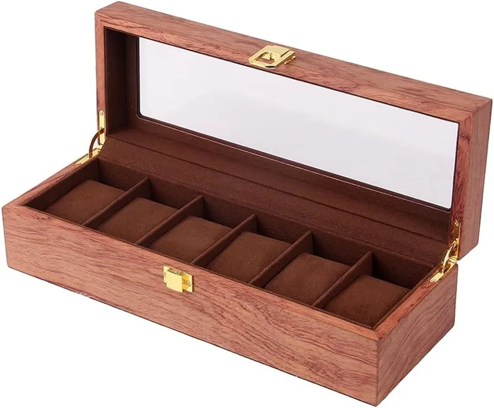 Jewelry Display Box Watch Case Jewelry Box Jewelry Watch Tray Men and Women Style Watch Storage Box Display Stand 6 Slot Watch Box with Transparent Glass Display Box Jewelry Display Box (Color : 1)