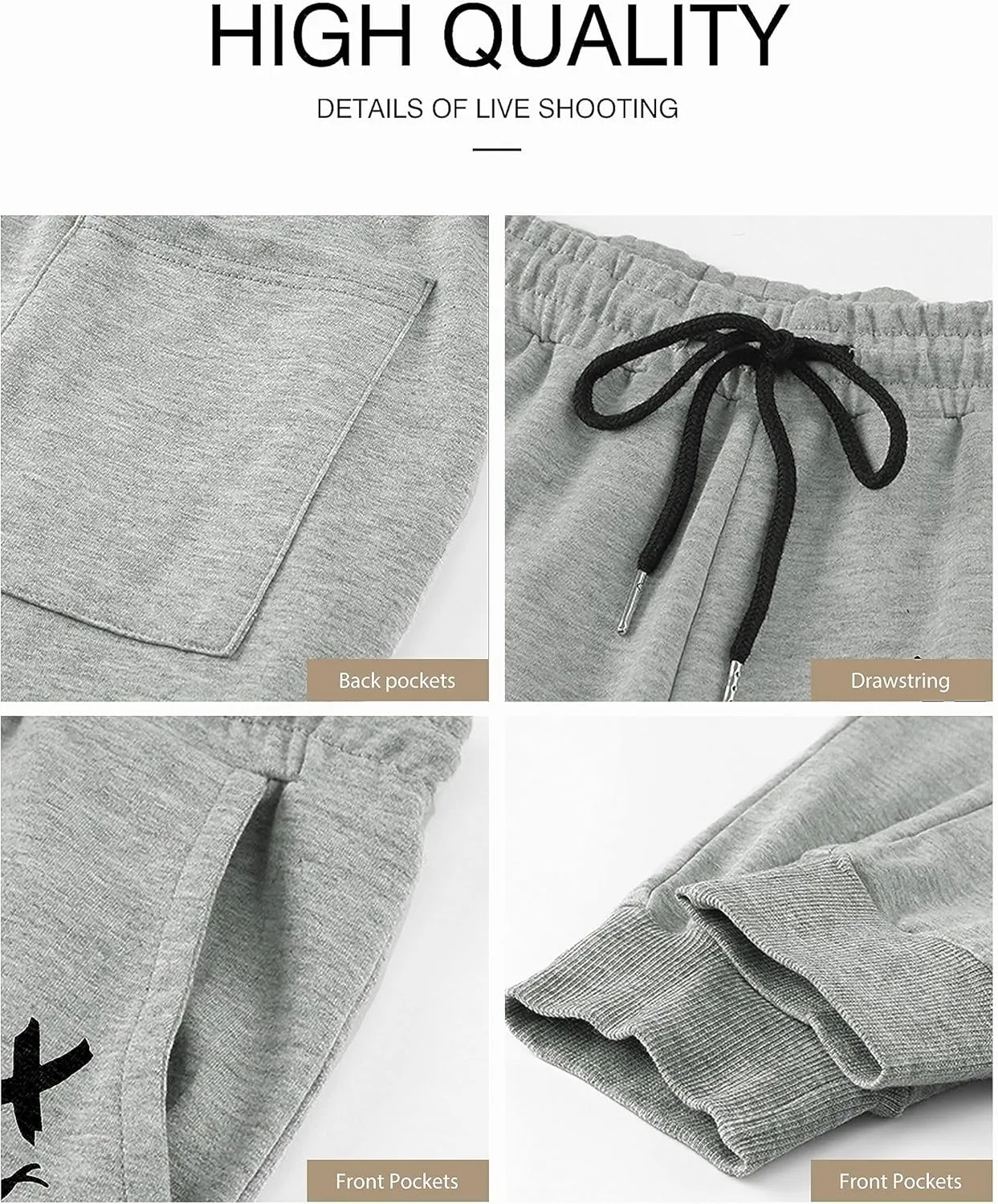 JMIERR Mens Sweatpants Tapered Gym Running Workout Pants Athletic Drawstring Joggers with Pockets