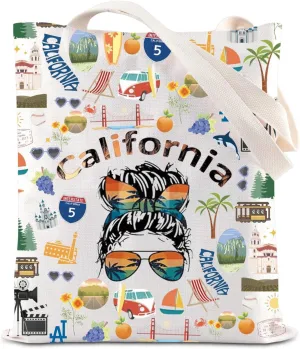 JNIAP California Tote Bag California Souvenirs Gift Cali Summer Vacation Travel Shoulder Bag Palm Tree Pouch