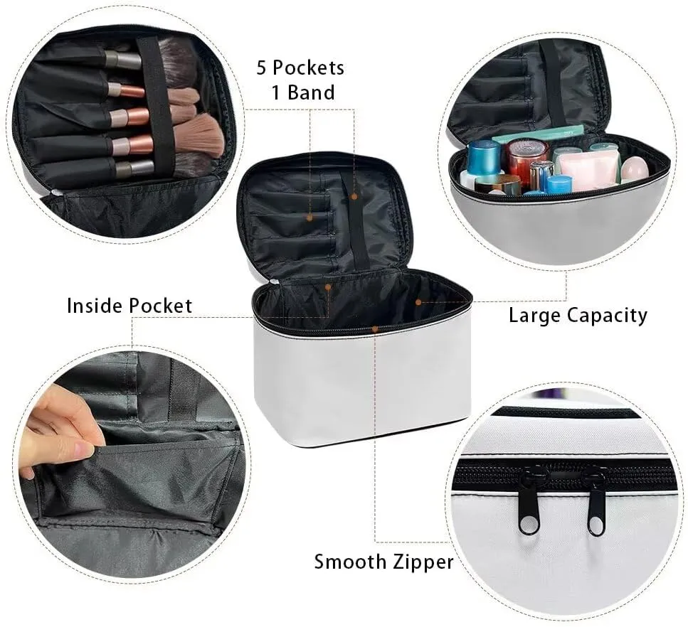 JoyLamoria Purple Marble Print Portable Cosmetic Bag Travel Makeup Bag Large Capacity Zipper Pouch