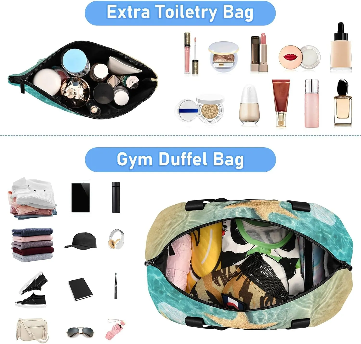 JSTEL Sport Tote Bag for Women,Gym Bag Pattern Duffle Bag with Shoe Compartment and Wet Pocket,Ladies Beach Bag Overnight Bag