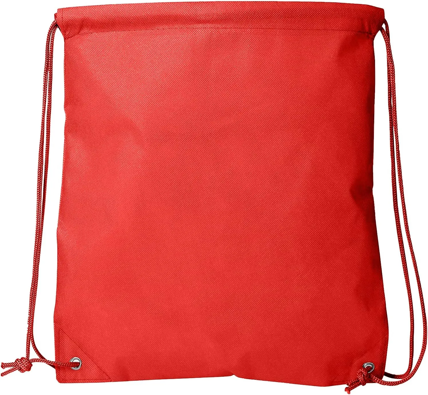 Jumbuzz Promotional Nonwoven Drawstring Bags Gym Sack Cinch Bags for Sports, Dance, Soccer, Hike, Yoga, Red, Set of 50