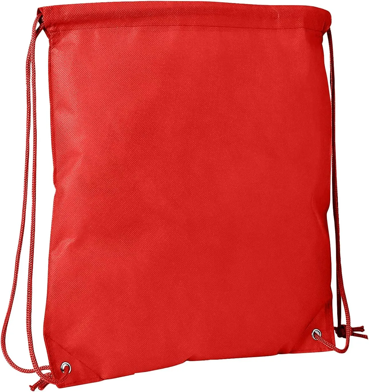 Jumbuzz Promotional Nonwoven Drawstring Bags Gym Sack Cinch Bags for Sports, Dance, Soccer, Hike, Yoga, Red, Set of 50
