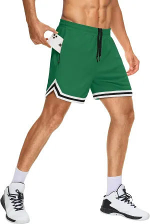 JWM Mens Long Basketball Shorts with Zip Pockets - 11" Mesh Athletic Gym Workout Sport Shorts Quick Dry Lightweight