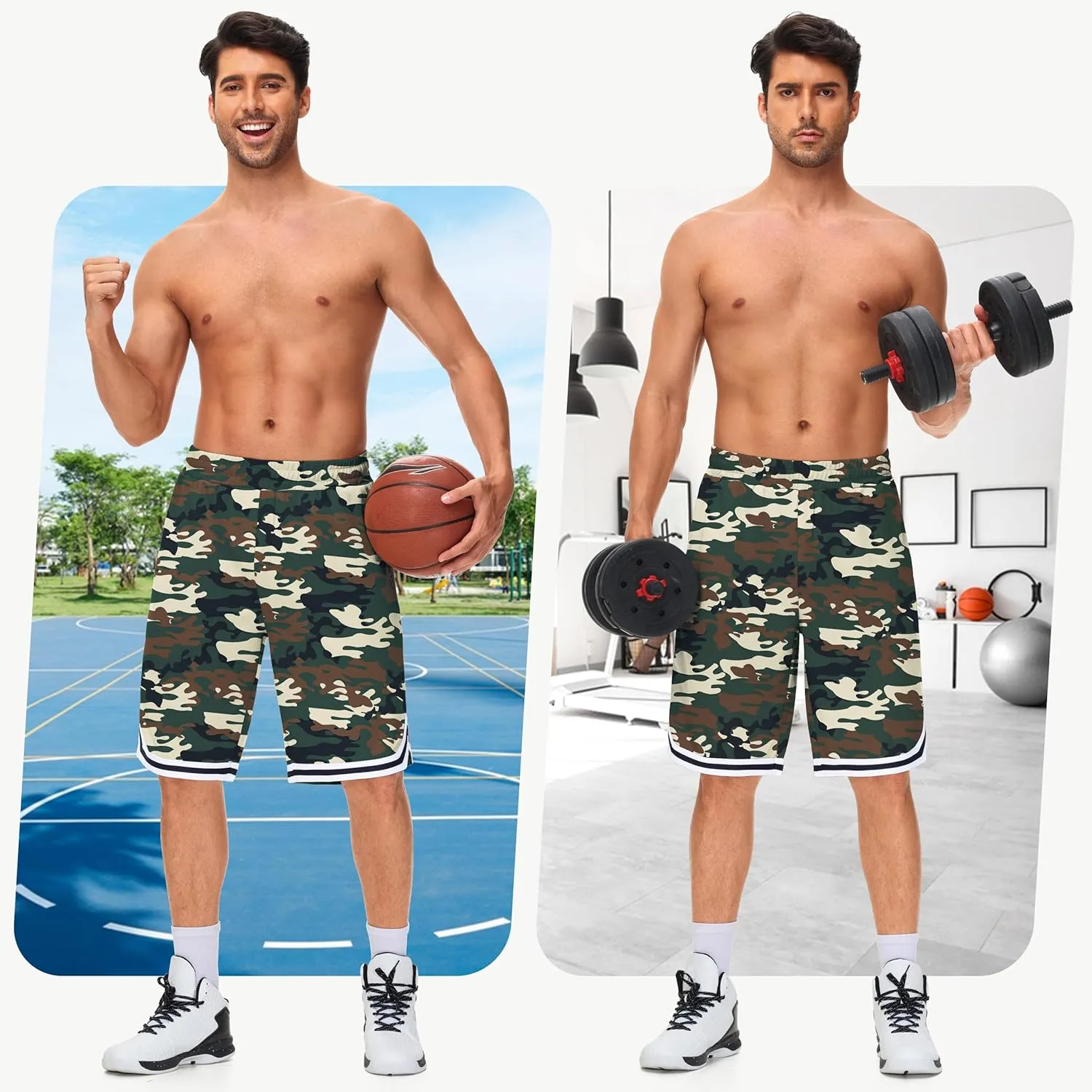 JWM Mens Long Basketball Shorts with Zip Pockets - 11" Mesh Athletic Gym Workout Sport Shorts Quick Dry Lightweight