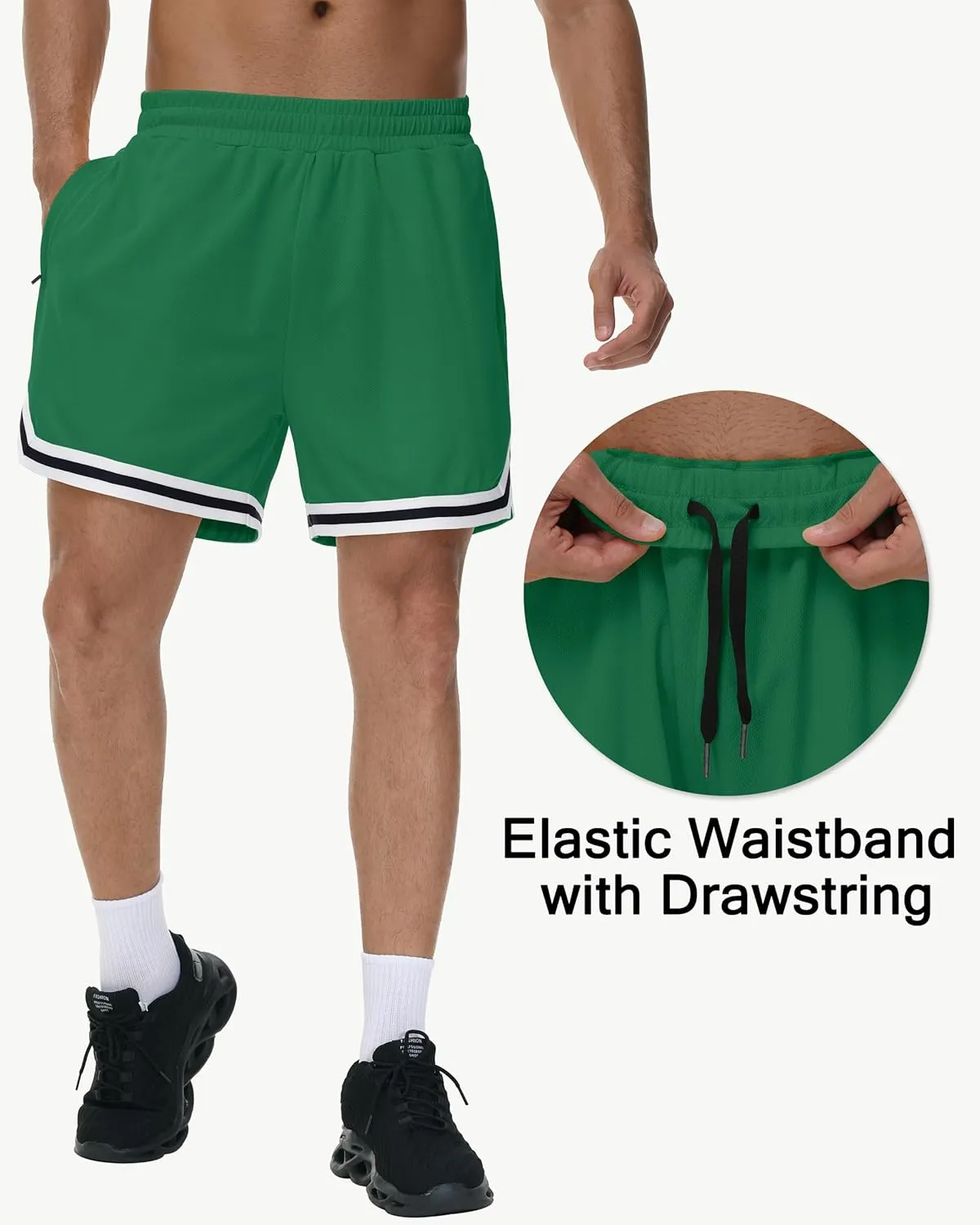 JWM Mens Long Basketball Shorts with Zip Pockets - 11" Mesh Athletic Gym Workout Sport Shorts Quick Dry Lightweight