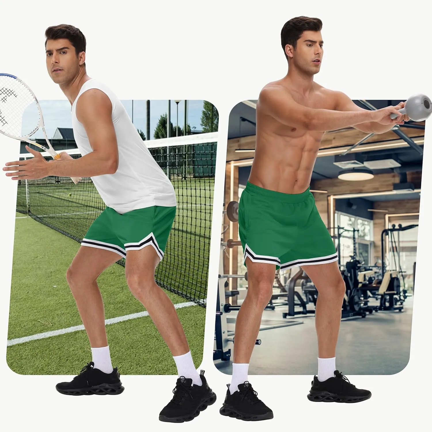 JWM Mens Long Basketball Shorts with Zip Pockets - 11" Mesh Athletic Gym Workout Sport Shorts Quick Dry Lightweight