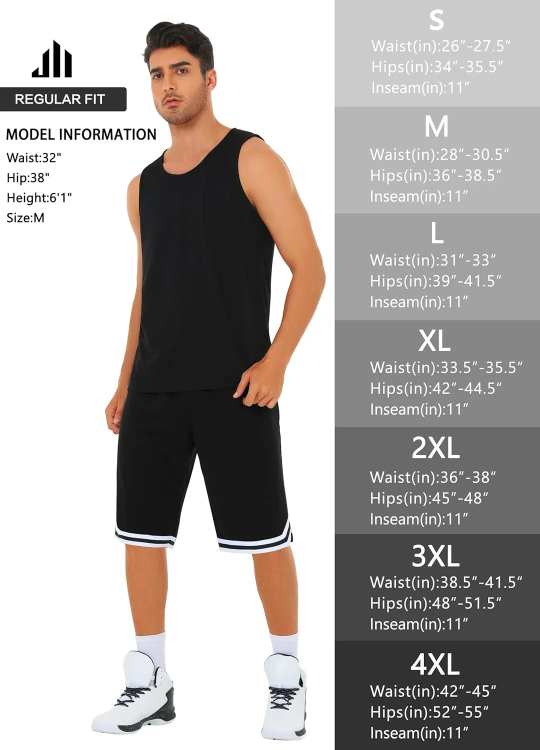 JWM Mens Long Basketball Shorts with Zip Pockets - 11" Mesh Athletic Gym Workout Sport Shorts Quick Dry Lightweight