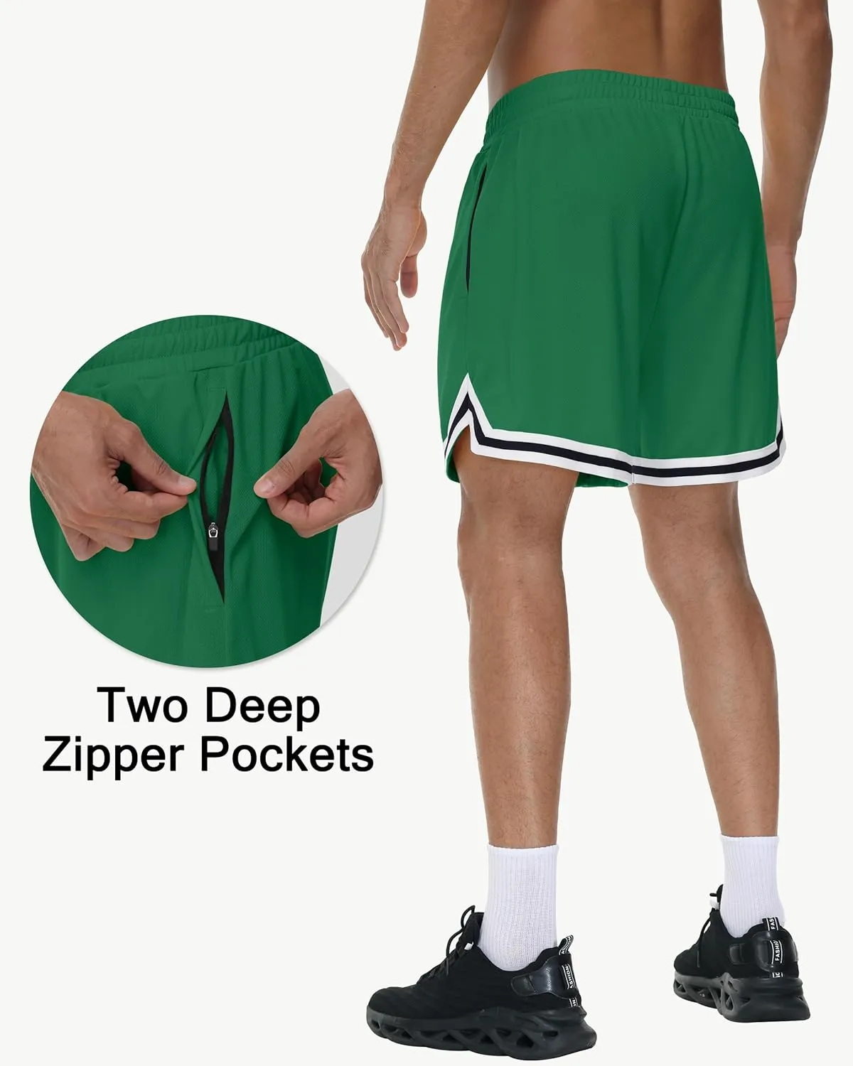 JWM Mens Long Basketball Shorts with Zip Pockets - 11" Mesh Athletic Gym Workout Sport Shorts Quick Dry Lightweight