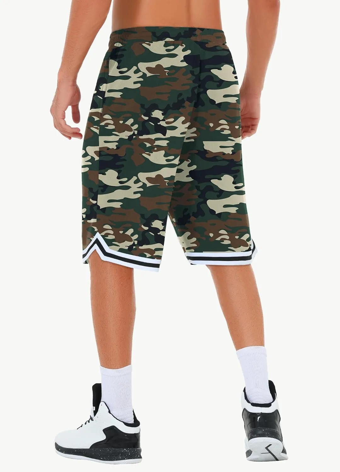 JWM Mens Long Basketball Shorts with Zip Pockets - 11" Mesh Athletic Gym Workout Sport Shorts Quick Dry Lightweight