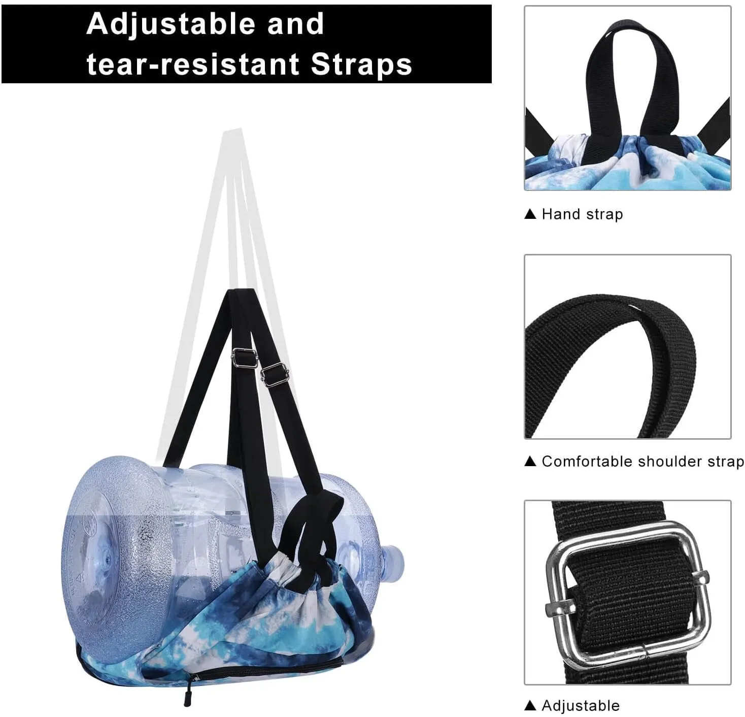 KAMO Drawstring Backpack Bag - Sport Swimming Yoga Backpack with Shoe Compartment, Two Water Bottle Holder for Men Women Large String Backpack Athletic Sackpack for Travel