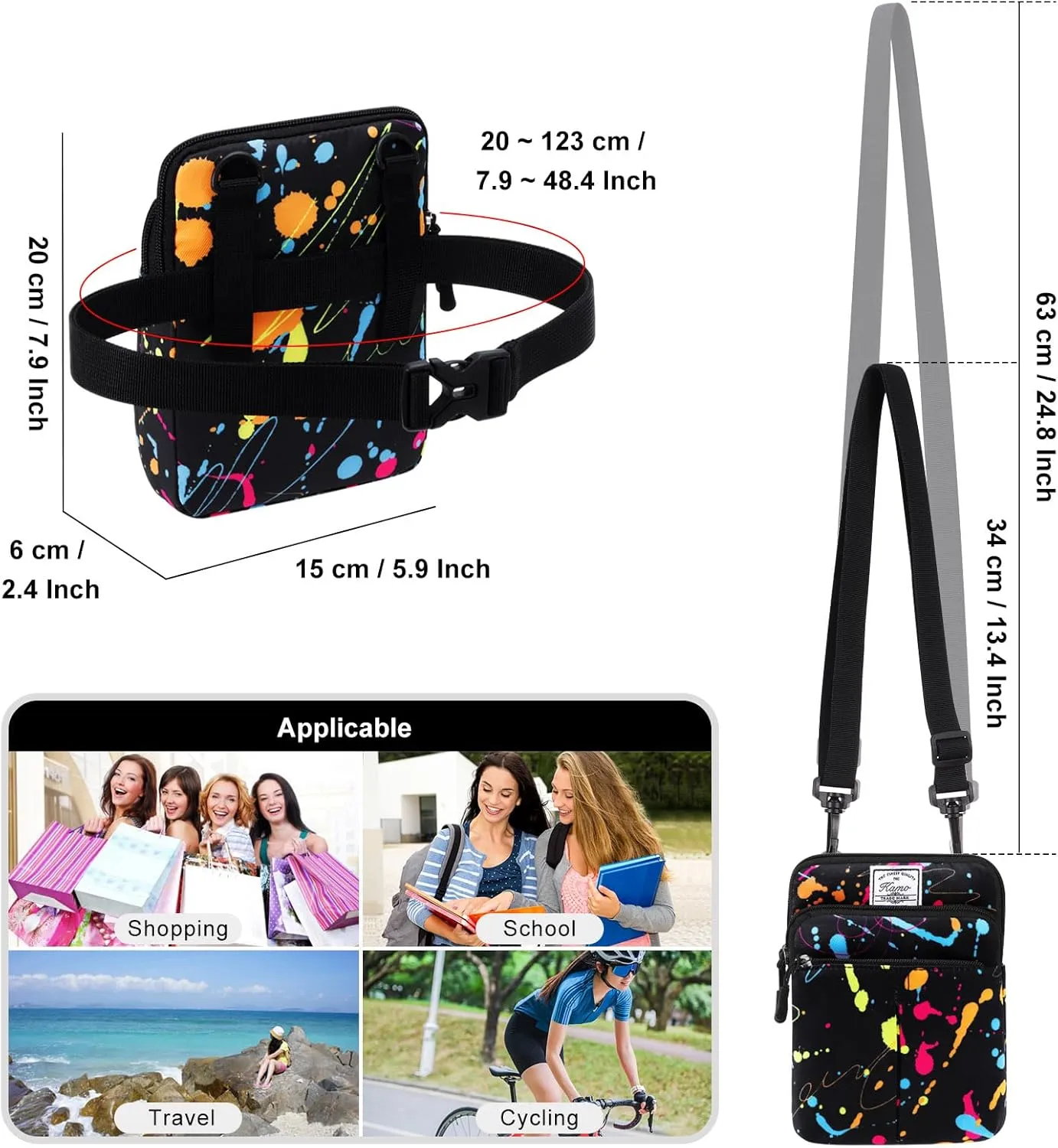 KAMO Multifunction Phone Waist Bag - Diagonal Crossbody Purse for Women & Men