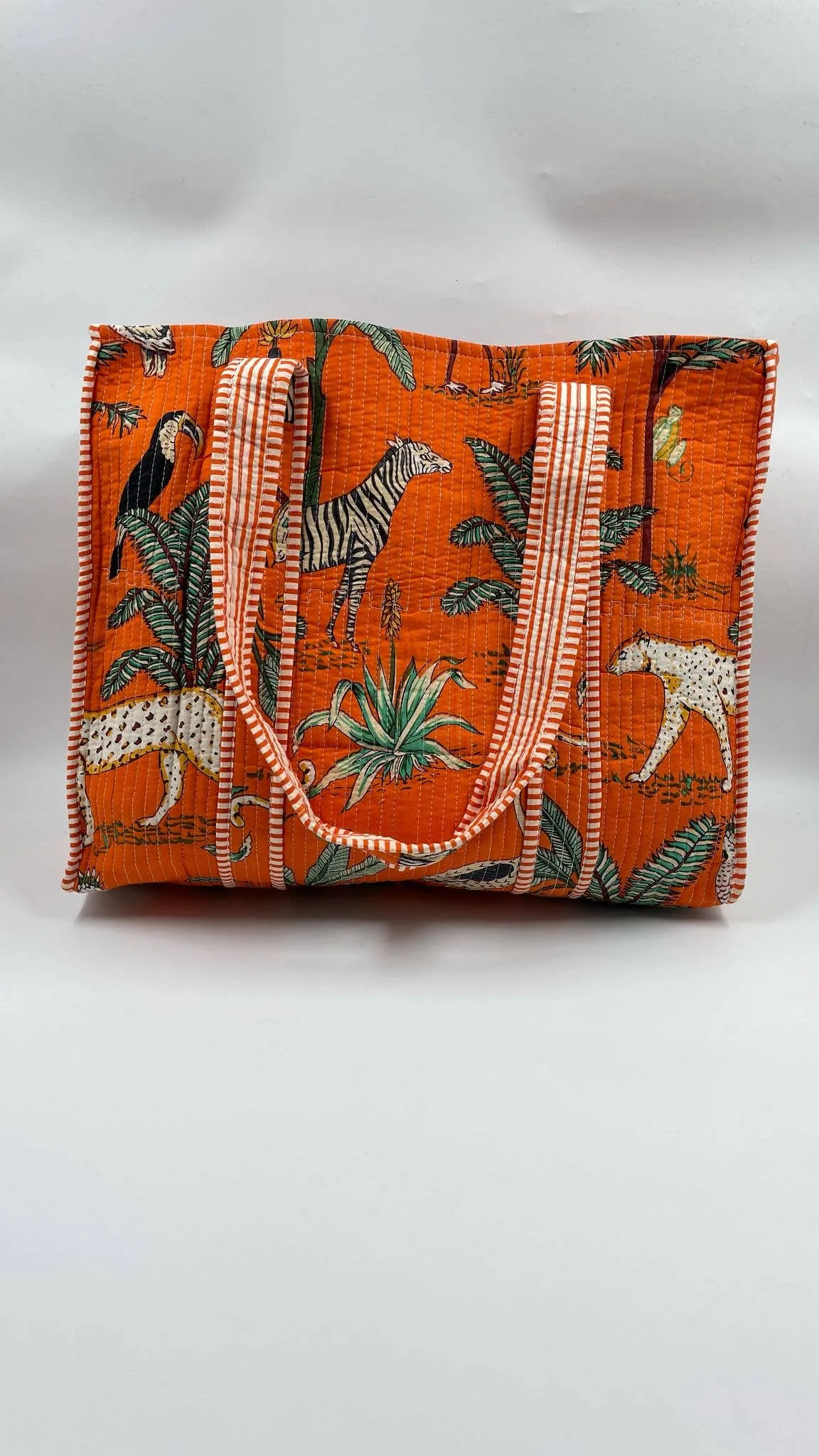 Kantha Quilted Boho Animal Reversible Tote Bag