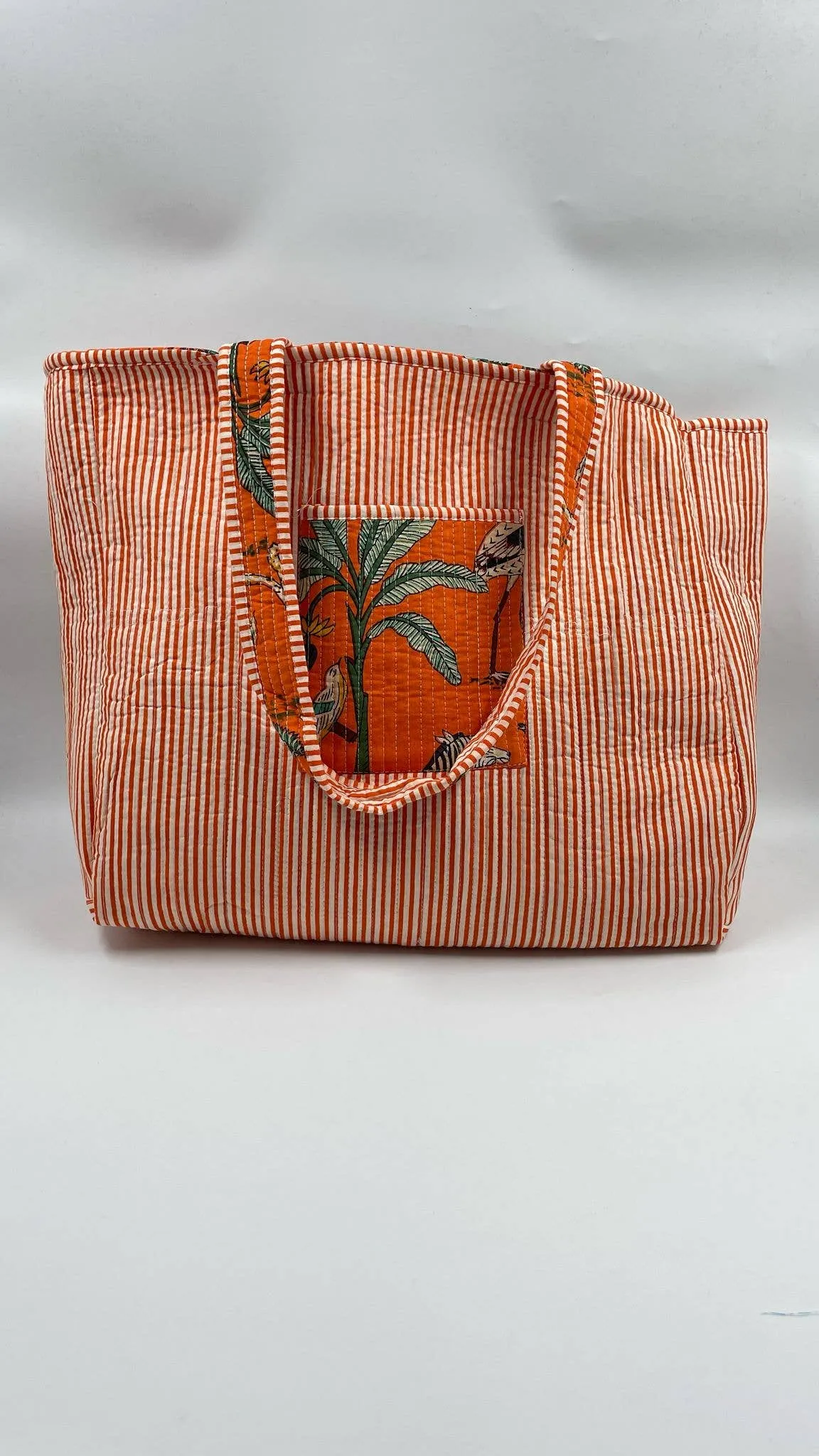 Kantha Quilted Boho Animal Reversible Tote Bag