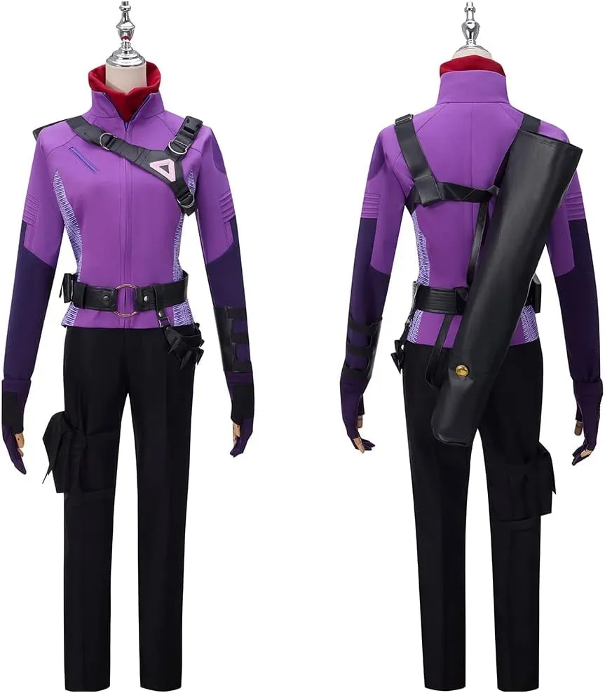 Kate Bishop Cosplay Costume Purple Jacket Pant Full Set Combat Uniform Outfits Halloween Carnival Suit for Women Men