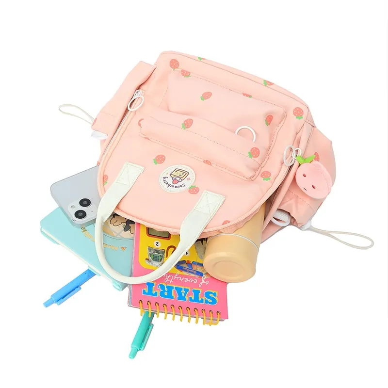 Kawaii Strawberry Tote Backpack