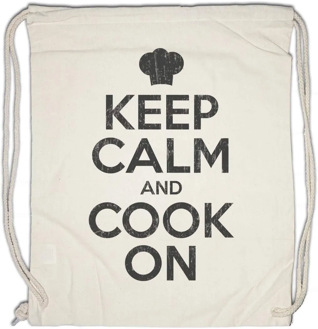Keep Calm And Cook On Drawstring Bag Gym Sack