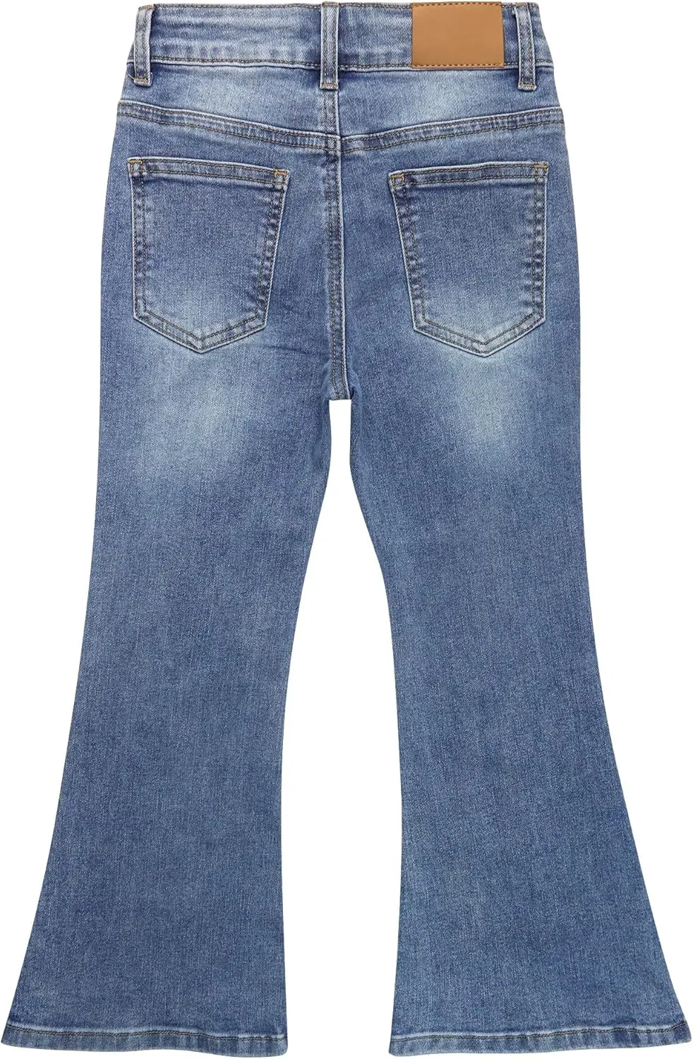 KIDSCOOL SPACE Girls Flared Denim Pants, 18M-14T Wide Age Ranges Elastic Waistband Inside Stretchy Slim Jeans