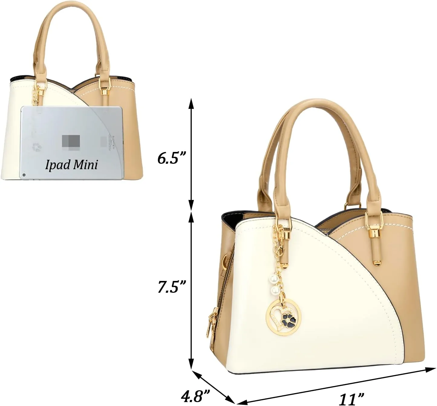 KKXIU Triple Compartments Purses and Handbags for Women Fashion Ladies Satchel Shoulder Top Handle Bag
