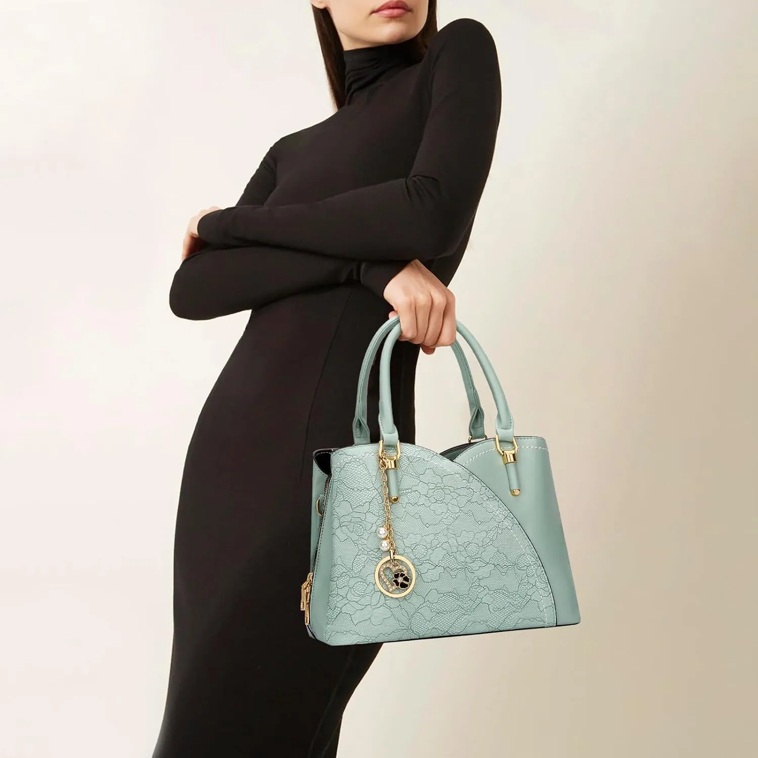 KKXIU Triple Compartments Purses and Handbags for Women Fashion Ladies Satchel Shoulder Top Handle Bag