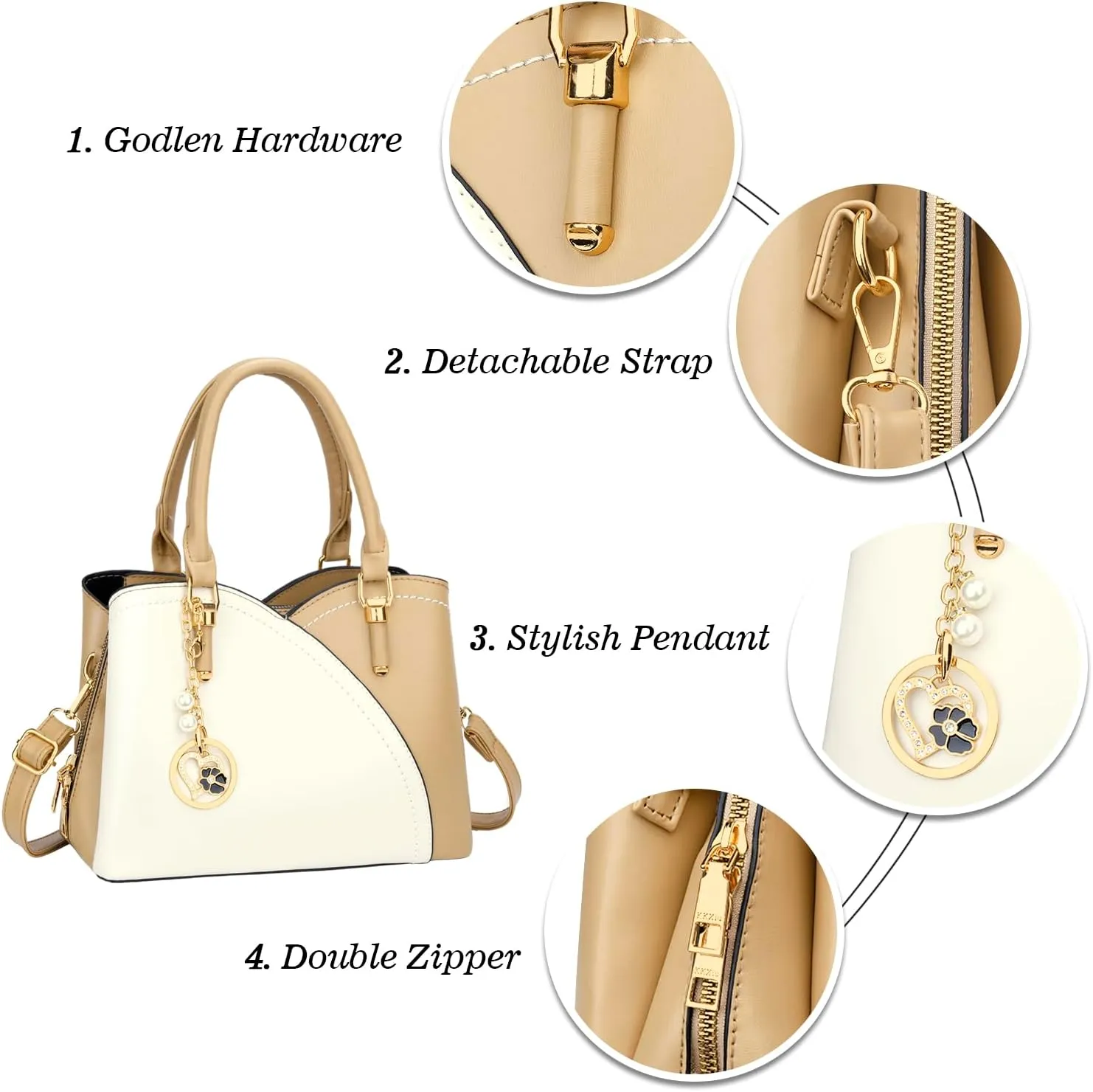 KKXIU Triple Compartments Purses and Handbags for Women Fashion Ladies Satchel Shoulder Top Handle Bag