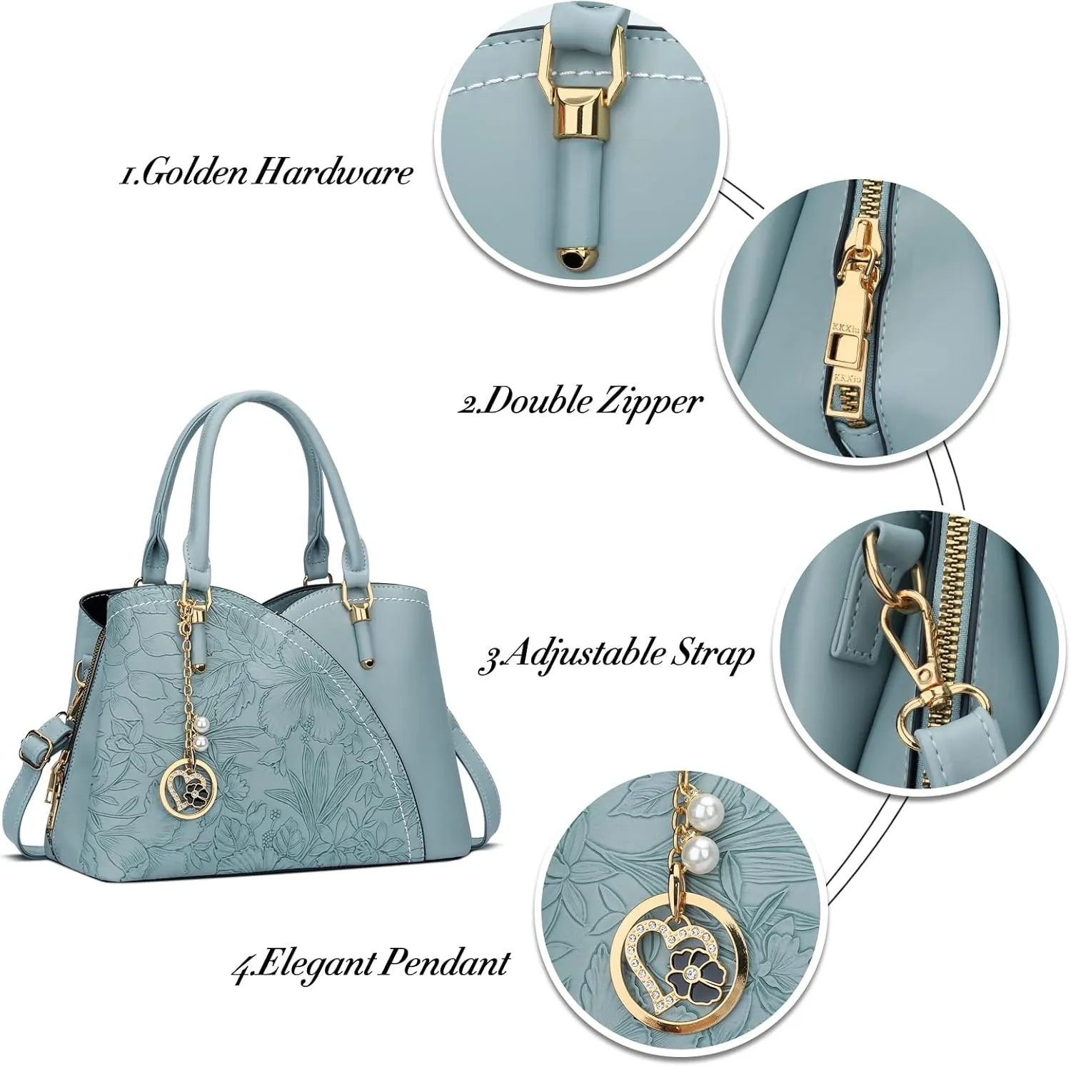KKXIU Triple Compartments Purses and Handbags for Women Fashion Ladies Satchel Shoulder Top Handle Bag