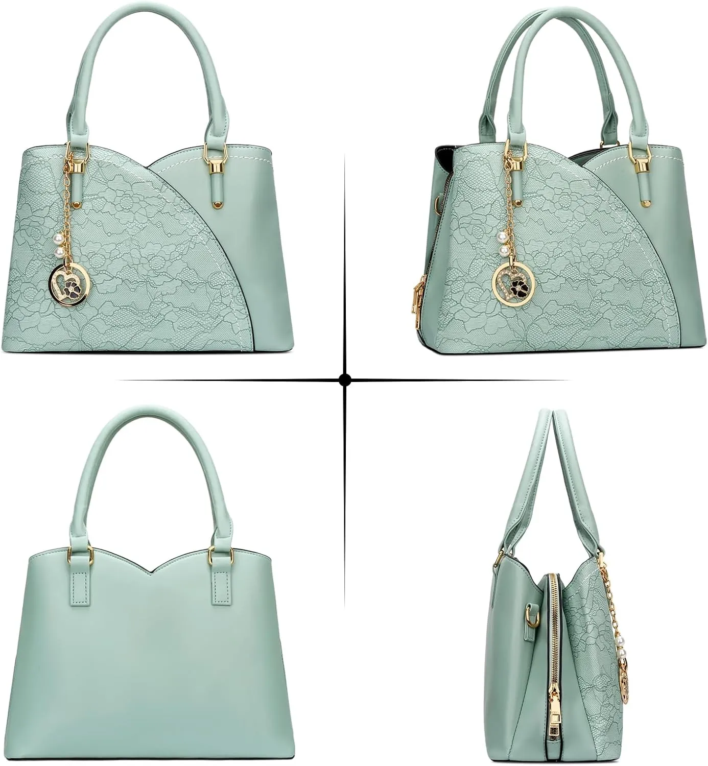 KKXIU Triple Compartments Purses and Handbags for Women Fashion Ladies Satchel Shoulder Top Handle Bag