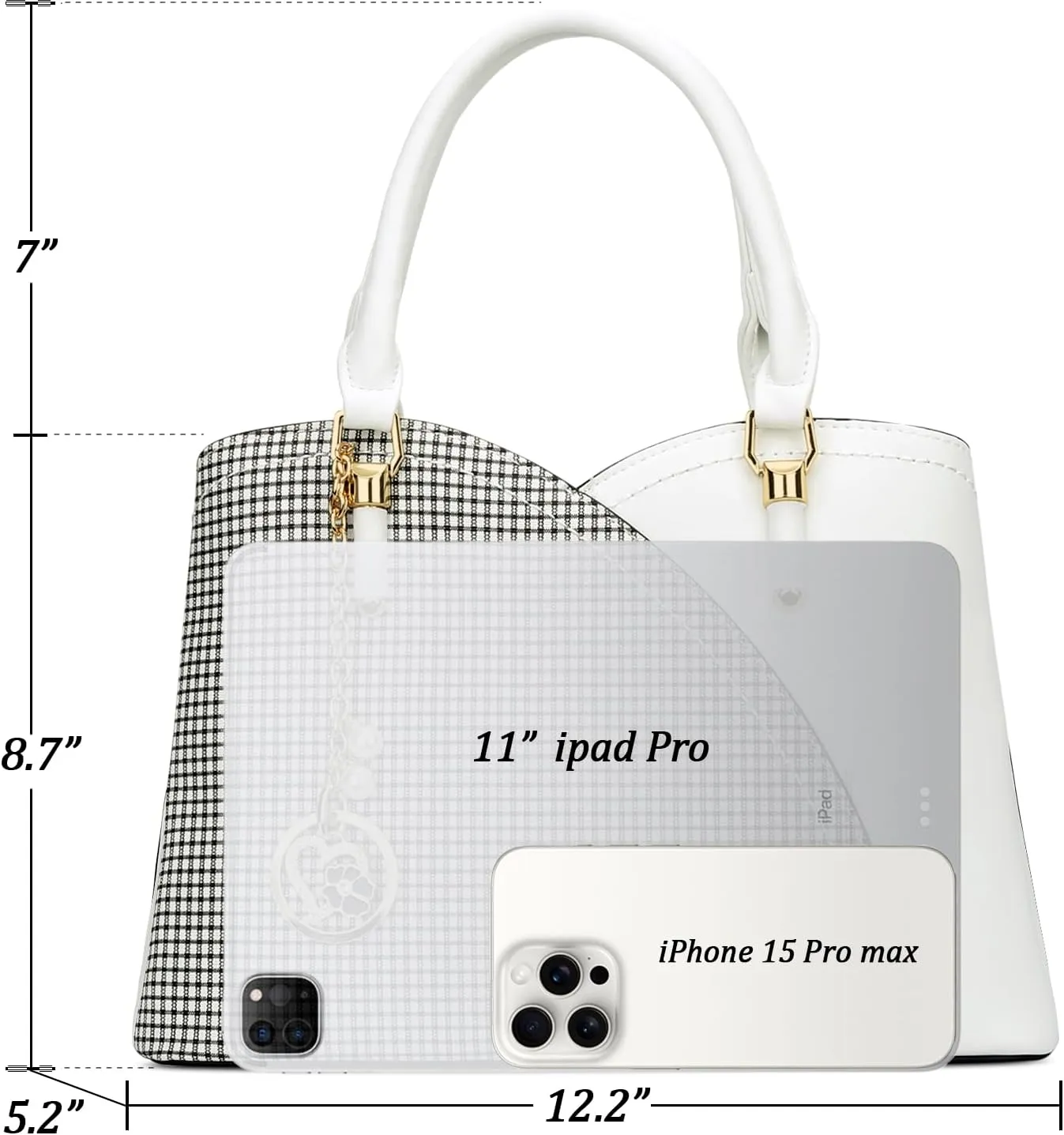 KKXIU Triple Compartments Purses and Handbags for Women Fashion Ladies Satchel Shoulder Top Handle Bag