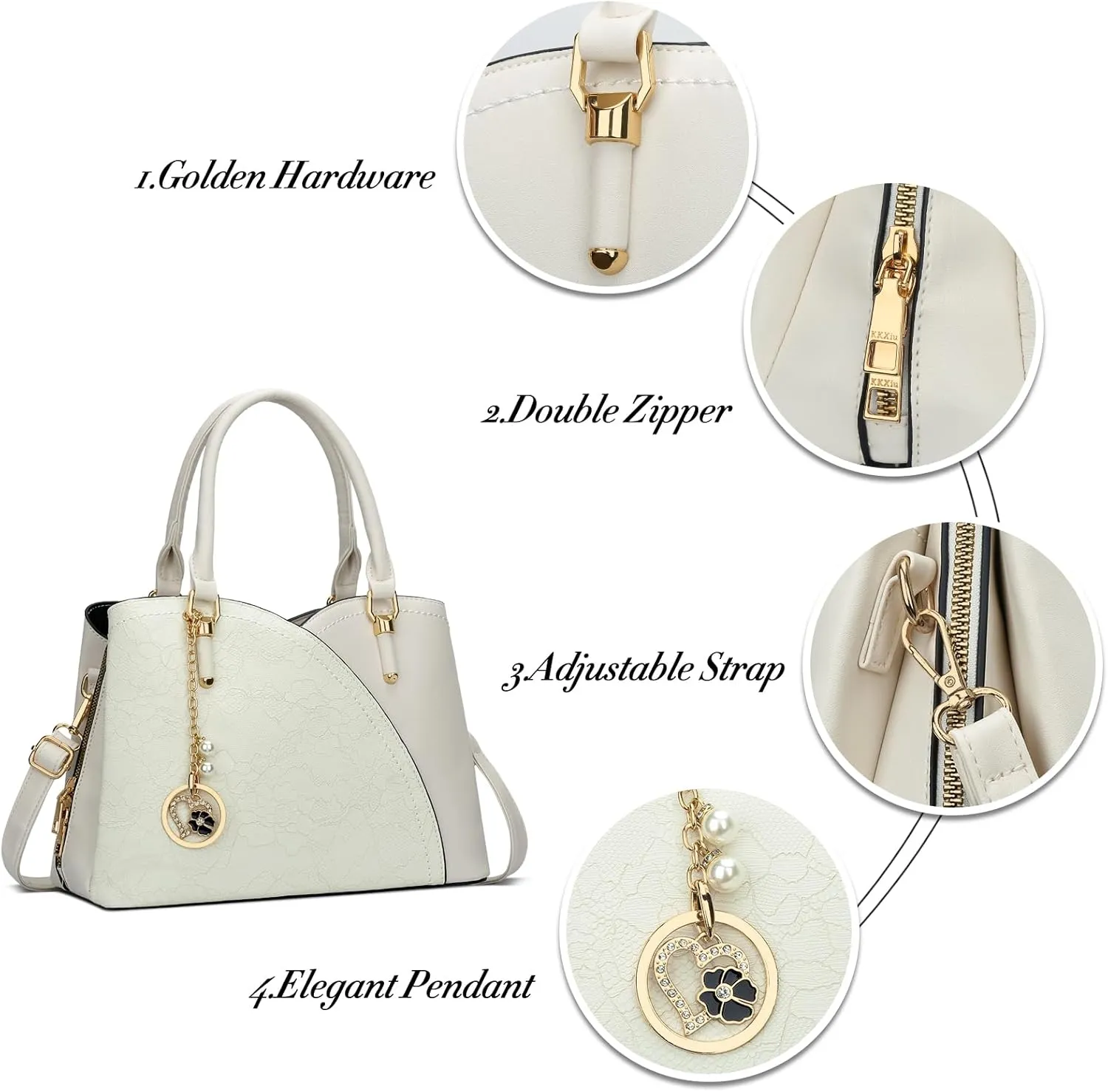 KKXIU Triple Compartments Purses and Handbags for Women Fashion Ladies Satchel Shoulder Top Handle Bag