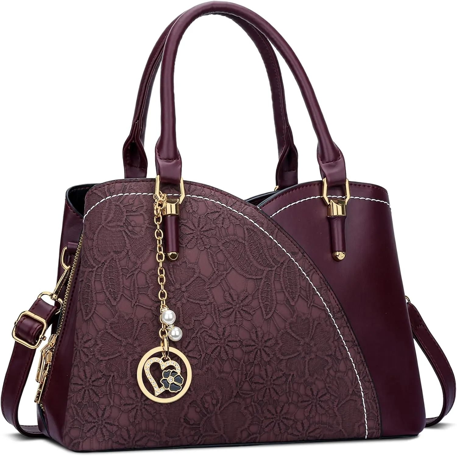 KKXIU Triple Compartments Purses and Handbags for Women Fashion Ladies Satchel Shoulder Top Handle Bag