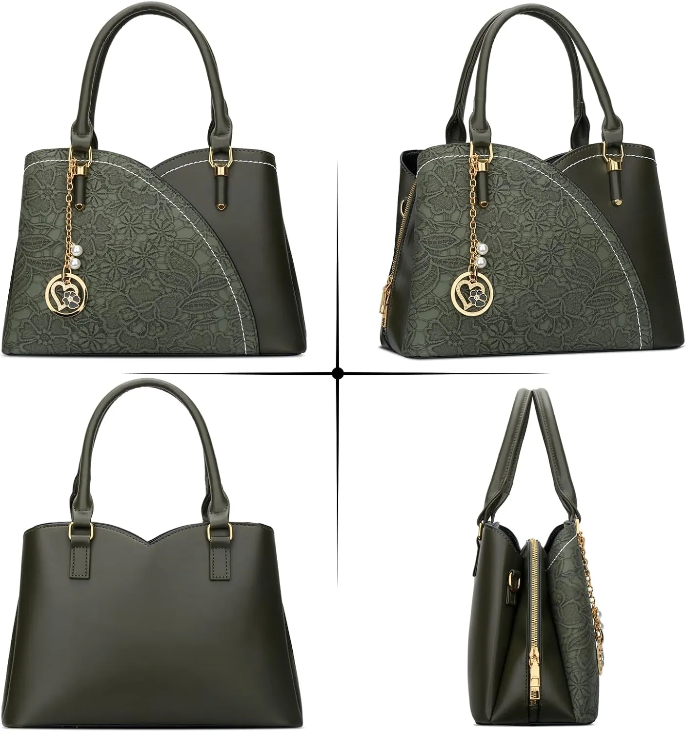 KKXIU Triple Compartments Purses and Handbags for Women Fashion Ladies Satchel Shoulder Top Handle Bag