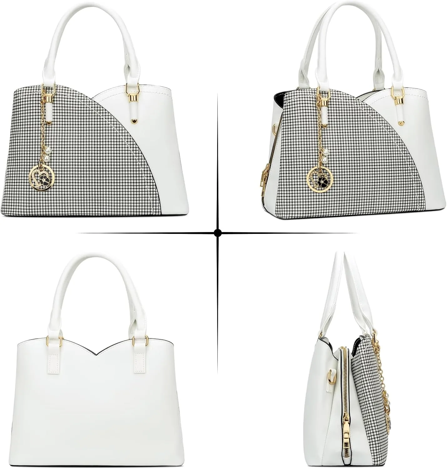 KKXIU Triple Compartments Purses and Handbags for Women Fashion Ladies Satchel Shoulder Top Handle Bag