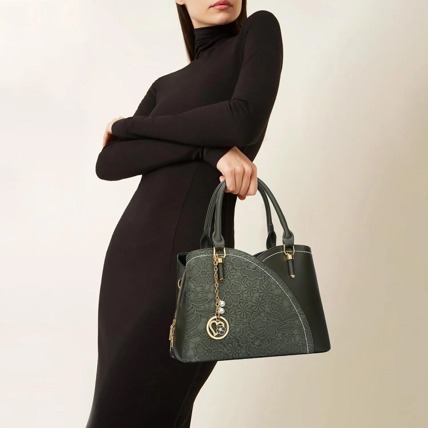 KKXIU Triple Compartments Purses and Handbags for Women Fashion Ladies Satchel Shoulder Top Handle Bag