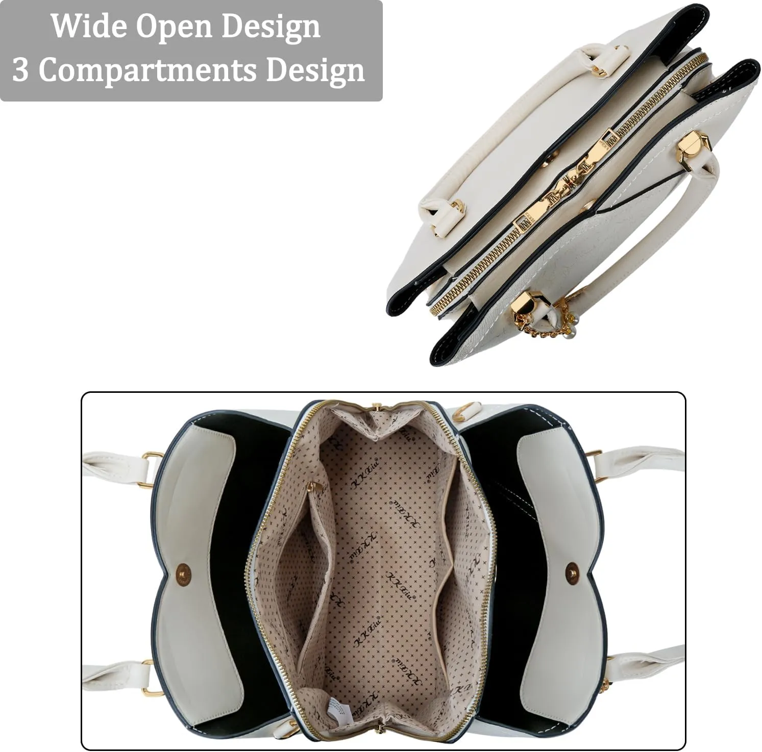 KKXIU Triple Compartments Purses and Handbags for Women Fashion Ladies Satchel Shoulder Top Handle Bag