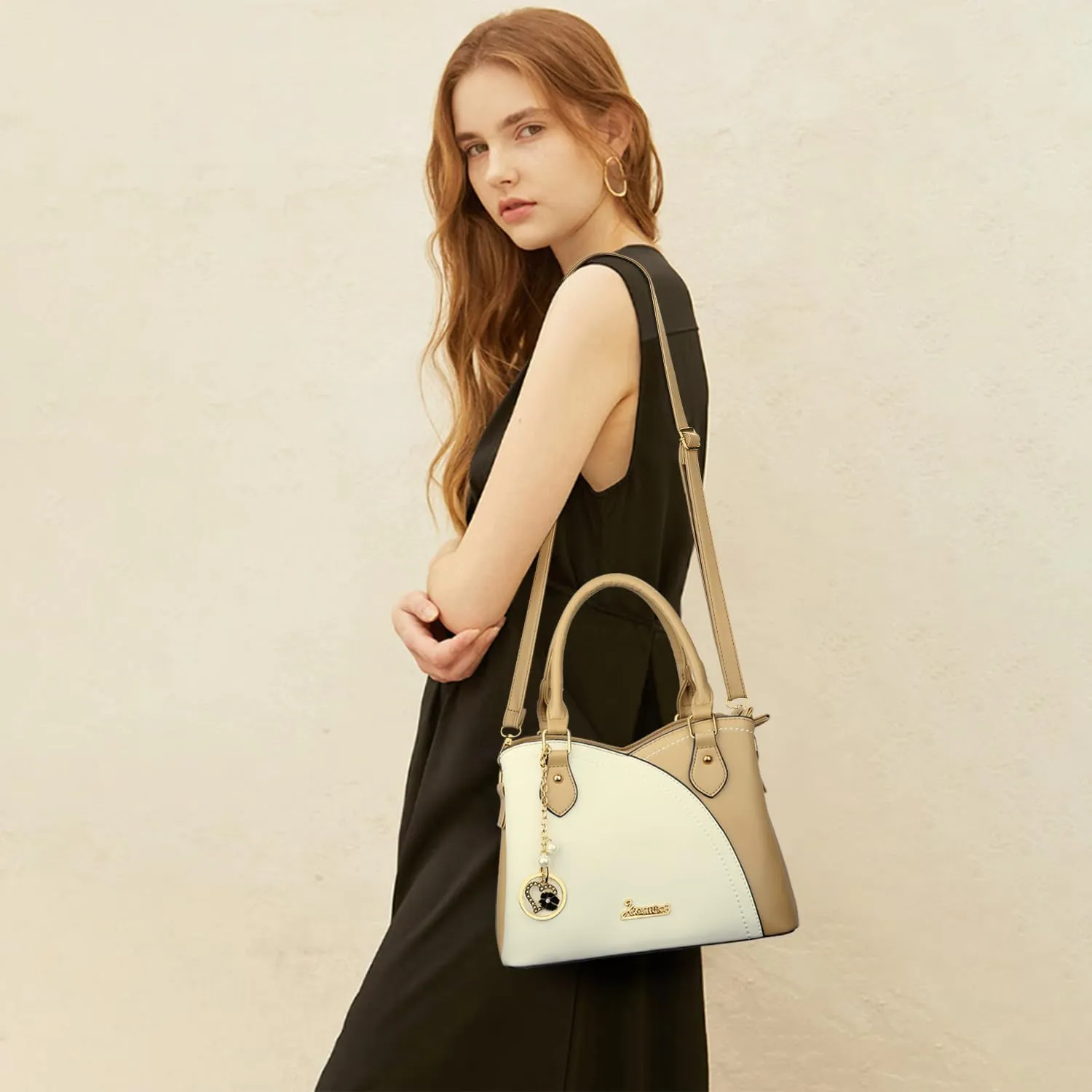 KKXIU Triple Compartments Purses and Handbags for Women Fashion Ladies Satchel Shoulder Top Handle Bag