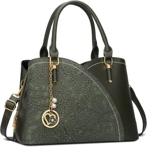 KKXIU Triple Compartments Purses and Handbags for Women Fashion Ladies Satchel Shoulder Top Handle Bag
