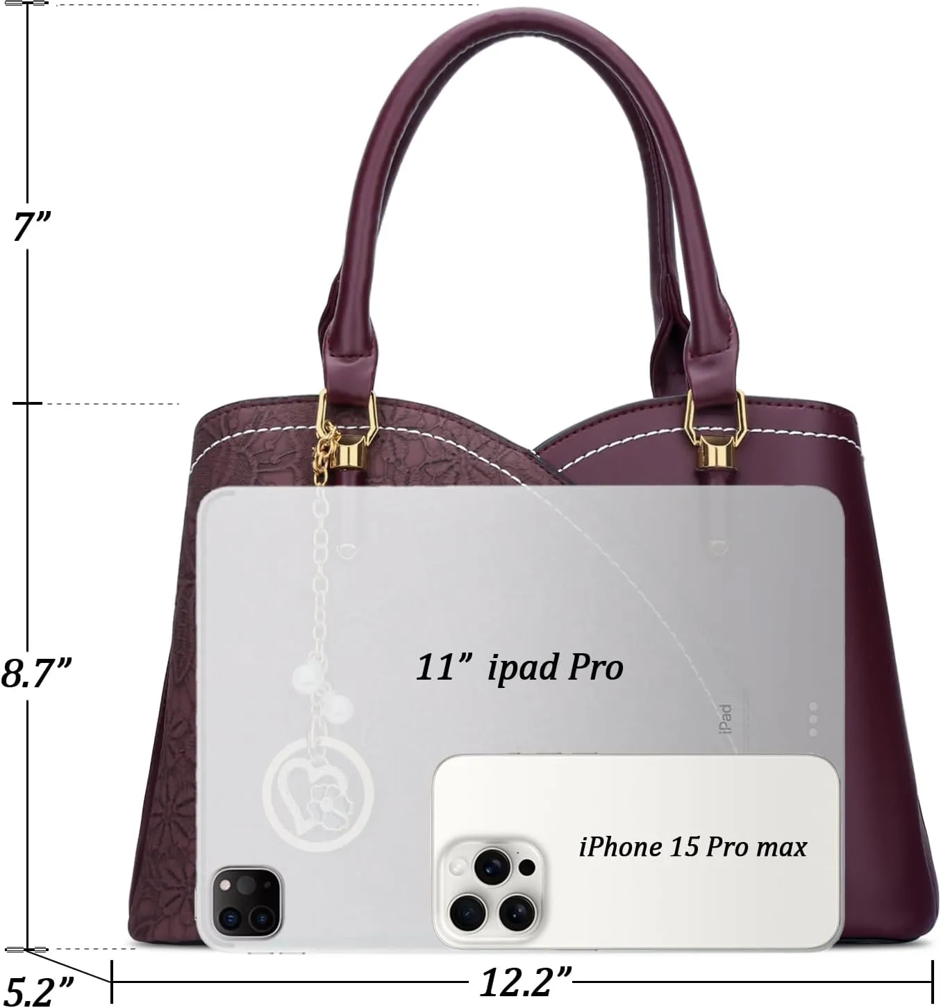 KKXIU Triple Compartments Purses and Handbags for Women Fashion Ladies Satchel Shoulder Top Handle Bag